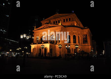 Old Opera House (Alte Oper) by night, Frankfurt am Main, Germany Stock Photo