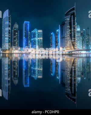 Dubai Marina bay view from Palm Jumeirah, UAE Stock Photo