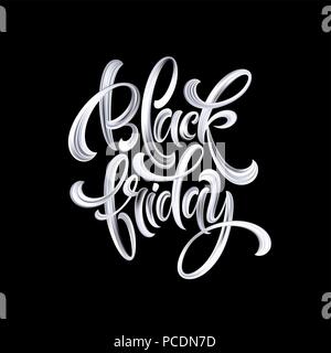 Black Friday paint hand writting calligraphi lettering. Vector illustration Stock Vector