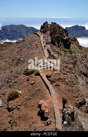 Viewing platform on the Roque de los Muchachos, Caldera de Taburiente National Park, La Palma, Canary Islands, Spain Stock Photo