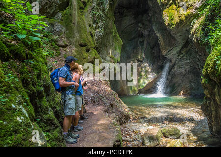 The waterfall Gorg D’Abiss at Tiarno Di Sotto, Italy. Stock Photo