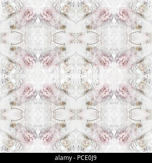 Vintage seamless pattern with peony flowers, roses. Texture for print, fashion, textile design, fabric, home decor Stock Photo