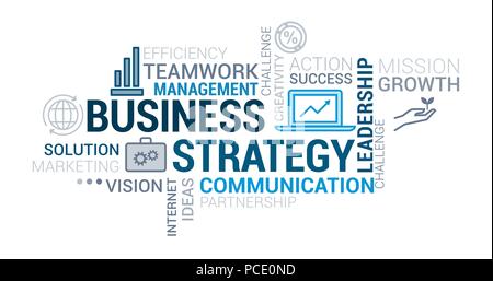 Business, communication and finance tag cloud with icons and concepts Stock Vector
