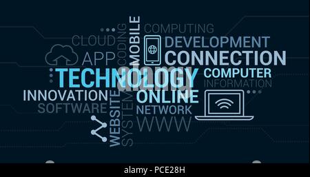 IT technology, development and networks tag cloud Stock Vector