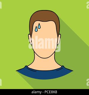 A sweaty man.The man is sweating from diabetes.Diabetes single icon in flat style vector symbol stock web illustration. Stock Vector