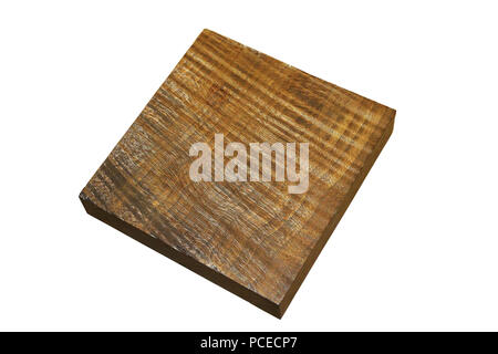 rectangular piece of sycamore wood isolated over white background Stock Photo