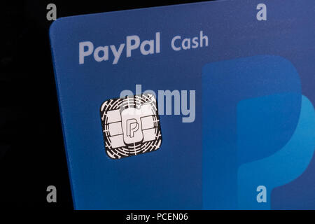 Indianapolis - Circa July 2018: PayPal Debit Cash card. PayPal offers a digital payment platform allowing online and mobile transactions I Stock Photo