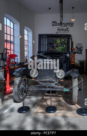 An old car repair shop, The Old Town, Aarhus, Denmark Stock Photo