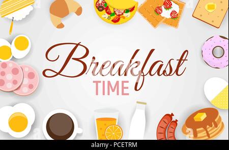 Breakfast Icon Set Background in Modern Flat Style Vector Illustration Stock Vector