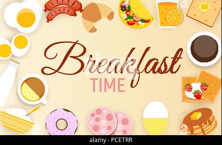 Breakfast Icon Set Background in Modern Flat Style Vector Illustration Stock Vector