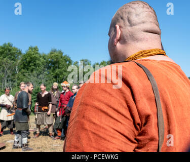 Viking reenactment, Moesgaard Viking Moot, Aarhus, Denmark Stock Photo