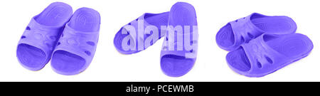 Rubber slap on a white background. Shoes on a white background. Collage on a white background rubber dots. Rubber sneakers. Stock Photo