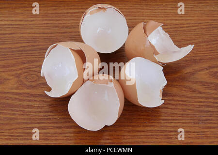 Cracked egg shells. Cracked eggs. Broken eggs. Stock Photo