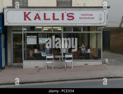 Kalli's cafe front, Marine Gardens, Margate, Kent Stock Photo