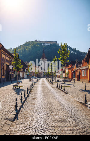 Fortified Church in Rasnov City and medieval Fortress 'Cetate' in Brasov, Transylvania, Romania Stock Photo