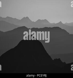 Mount Tannhorn and other mountains of the Swiss Alps. View from Mount Brienzer Rothorn. Stock Photo