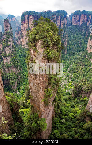 The famous pillar of Avatar Floating Mountain in Zhangjiajie National Forest Park, Hunan Province China Stock Photo