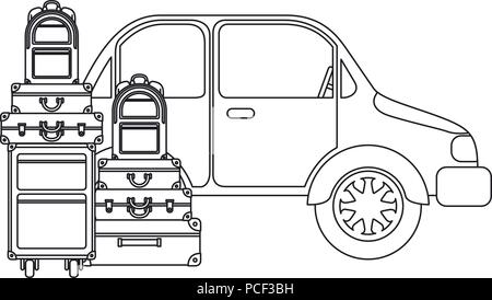car with suitcases bags pile Stock Vector