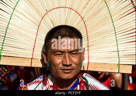 Tribes man at the Hornbill Festival, Kohima, Nagaland, India Stock Photo