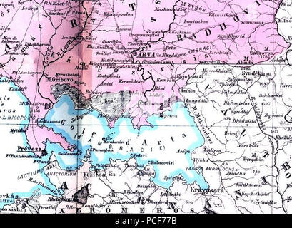41 Ambracian Gulf - Map 1878 Stock Photo