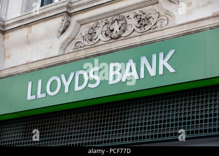 LONDON, UK - JULY 31th 2018: Lloyds bank store front on Oxford Street in central London. Stock Photo