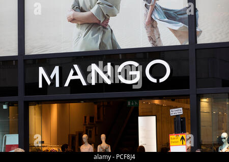LONDON, UK - JULY 31th 2018: Mango clothing store shop front on Oxford Street in central London. Stock Photo