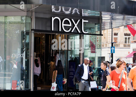 LONDON, UK - JULY 31th 2018: Next clothing store shop front on Oxford Street in central London. Stock Photo