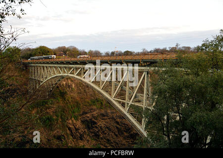 Steel Bridge, Victoria Falls Bridge over the Zambezi River, Zimbabwe, Africa Stock Photo