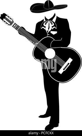 Mariachi musician with guitar vector illustration Stock Vector