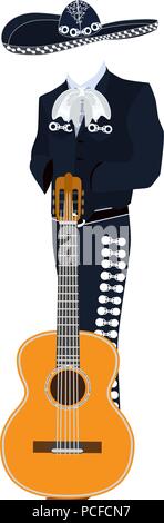 Mariachi musician with guitar vector illustration Stock Vector