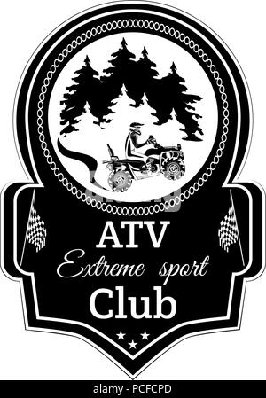 Vector atv quad bike extreme sport club emblem Stock Vector