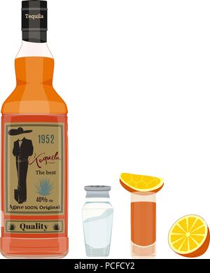 Tequila set vector flat style design illustration Stock Vector
