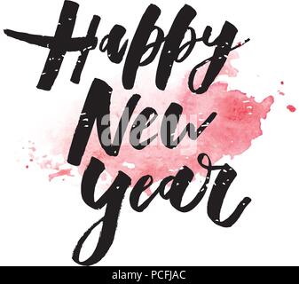 Happy New Year Vector Gradient Phrase Lettering Calligraphy Sticker ...