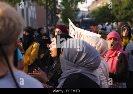 Copenhagen, Denmark - August 1, 2018: Muslim Women Protest At ...