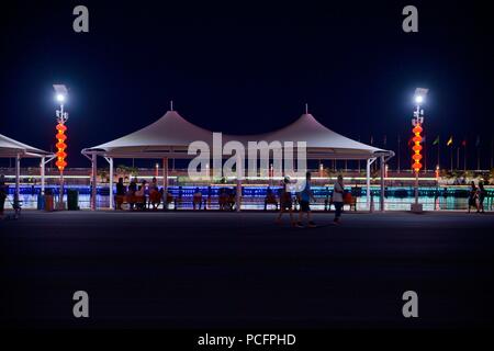 Qingdao, Qingdao, China. 2nd Aug, 2018. Qingdao, CHINA-Night scenery of lighting show in Qingdao, east China's Shandong Province. Credit: SIPA Asia/ZUMA Wire/Alamy Live News Stock Photo