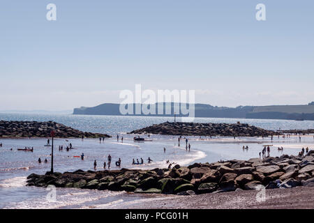 Sidmouth, 2nd Aug 18 People enjoy the beach at Sidmouth on  a lovely August afternoon. Photo Central/Alamy Live News Stock Photo