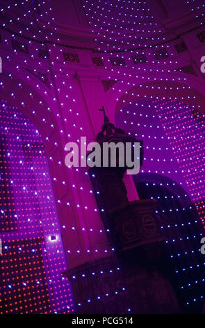 Erwin Redl's 'Fade I' ... LED lights installation in the Sainte-Marie Madeleine church in Lille for the Lille2004 project celebrating Lille as cultura Stock Photo