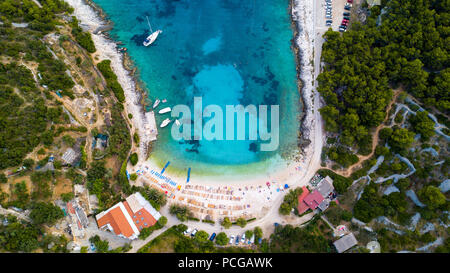 Aerial view of Hvar Beach, Hvar Town, Croatia Stock Photo