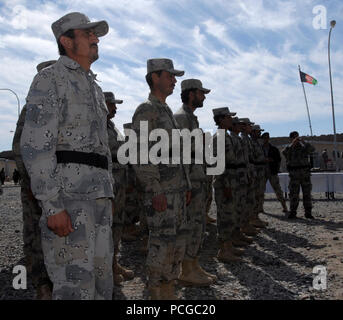 Kandahar Province, Afghanistan (February 17, 2011) - Afghan Border Police students graduated from the Noncommissioned Officer (NCO) course at Spin Boldak, in Kandahar province, Afghanistan. The NCO course focus on leadership, discipline, counter narcotics,counter insurgency and small arms tactics and upon graduation the student were promoted to the rank of junior sergeant.  (US Navy Stock Photo