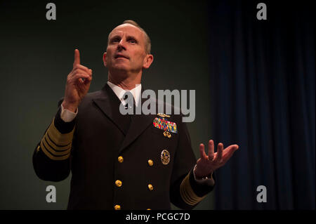 R.I. (Oct. 25, 2013) Chief of Naval Operations (CNO) Adm. Jonathan Greenert speaks to members of the U.S. Naval War College student body about the status of Navy. Earlier Greenert spoke as the guest speaker at an Officer Candidate School (OCS) graduation ceremony and also administered the oath of office to 85 officer candidates of the graduating class. Stock Photo