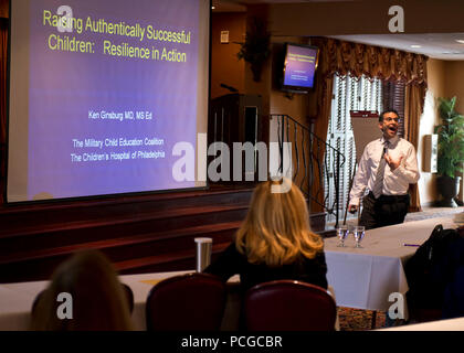 Dr. Ken Ginsburg addresses military parents during a workshop about adolescent stress management at Joint Expeditionary Base Little Creek-Fort Story.  The workshop focused on methods of fostering optimism, motivation and healthy behaviors for the children of service members. Stock Photo