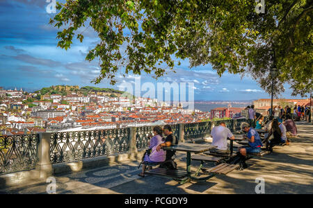 Lisbon. Viewpoint Miradouro Sao Pedro de Alcantara. Stock Photo