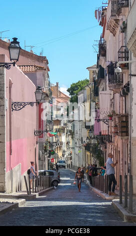 Lisbon, Rua de Rosa, the most picturesque street in Bairro Alto Stock Photo