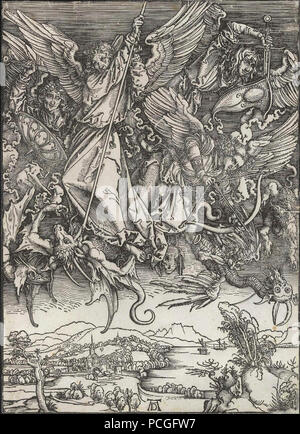 Albrecht Dürer - Combate de São Miguel contra o dragão. Stock Photo