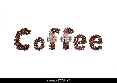 Letters from coffee beans spelling the word coffee Stock Photo