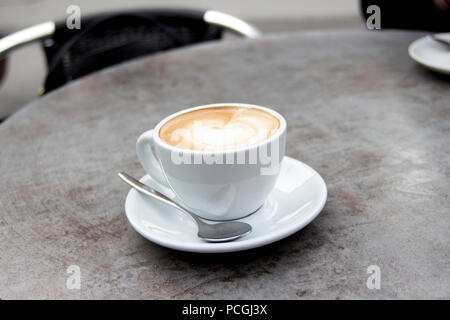 Nice hot mocca cappuccino latte coffee at cut little caffe place Stock Photo