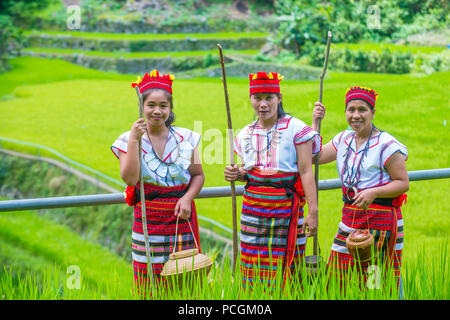 Women from Ifugao Minority near a rice terraces in Banaue the Philippines Stock Photo