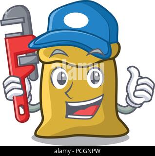 Plumber flour mascot cartoon style Stock Vector