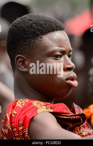 KUMASI, GHANA - JAN 16, 2017: Unidentified Kumasi inhabitant at the memorial ceremony dedicated to the Queen mother of the Asante kingdom Stock Photo