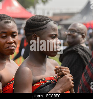 KUMASI, GHANA - JAN 16, 2017: Unidentified Kumasi inhabitant at the memorial ceremony dedicated to the Queen mother of the Asante kingdom Stock Photo